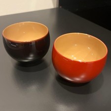 Kyoto Lacquerware Zohiko Bud Cup Set 2 With Box Blue and Red picture