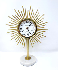 Vintage MCM Victoria Queen England Starburst Clock Marble Base Quartz Works picture