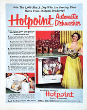 1951 Hotpoint Dishwasher Yellow Dress Retro Kitchen Housewife Vtg Mag Print Ad picture