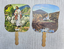 Vintage Hand Fan Lot J W Hubbard General Store Charles City VA Church Fans 2pc picture