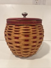 Longaberger Small Strawberry Beehive Basket, Red Weave,  Lid -No Insert picture