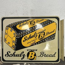 Vintage Schulz Enriched Bread Double Sided Flange Metal Grocery Sign picture
