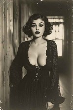 Gothic Lady in Black Victorian Style Risque Portrait 4x6 Photo picture