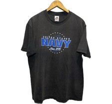 Vtg 90's United States Navy Military PT  T-Shirt Large Navy Graphic Made in USA picture