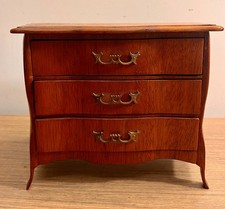 VTG Decorative Miniature Signed French Country Chest 1:4 inlaid top 3 drawers picture