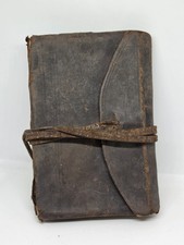 Antique 19thC German American Leather Accordion Pocketbook Wallet Journal 1860 picture