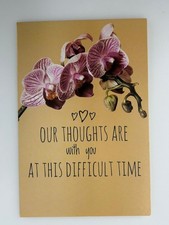 Sympathy Greeting Card Our Thoughts Are With You Orchid Flowers picture