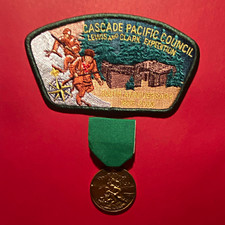 Boy Scouts Cascade Pacific Council Lewis & Clark 1805-2005 Patch w/ Ribbon Medal picture