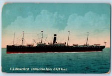 Delaware DE Postcard SS Haverford (American Line) 11636 Tons 1912 Antique Posted picture