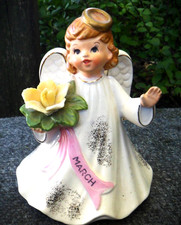 Lefton Vintage March Birthday Musical Angel 5.5