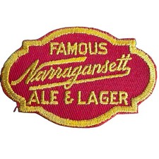Vintage 1960s Famous Narragansett Ale & Lager Beer Patch 2”x3” Red & Gold picture