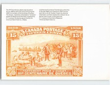 Postcard The 15 cent Tercentenary stamp 300th Anniversary of the Quebec Canada picture