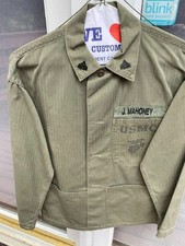 Vintage 1940s WWII USMC P-41 HBT Utility Jacket EGA Stencil Military picture