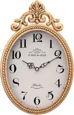 Small French Retro Decor Wall Clock,Antique Gold Vintage Oval Style picture