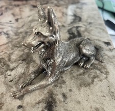 Peltro Italy Pewter German Shepherd Dog Guard Watch Miniature Figurine  picture