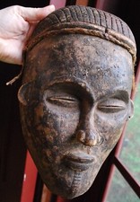 ANTIQUE CHOKWE African Tribal HAND CARVED Ceremonial Wood Mask Congo OLD/LARGE picture