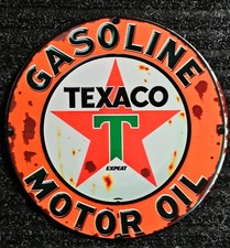 Texaco Gasoline Motor Oil 8 Dia Sign Vintage Style Gas Station picture