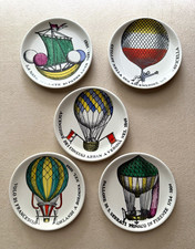 Fornasetti Palloni Italian ceramic coaster set (5) hot air balloons RARE picture