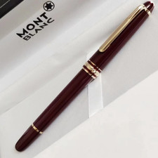Montblanc Meisterstuck 163 Rollerball Pen Red Gold Trim New Luxury Box Authentic picture