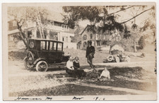 RPPC Two Vintage Automobiles Family Hancock Michigan 1916 Real Photo Postcard picture