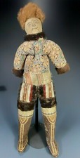 Greenland Inuit Natural Fibers & Hide Standing Doll on custom stand 19-20th c.  picture