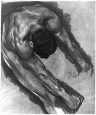 Photo:Study for Fresco Kampf der Elemente 1900s Male Nude Figure Drawing picture