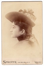 Victorian Woman : Large Hat :Sprotte Late with Mora Newark NJ Cabinet Card c1890 picture