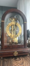 Patek Philippe - Arch Mantel Clock Wood Glass Brown/ Gold Mechanical Wind-Up Key picture