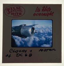 Kodachrome Slide Orig35mm c.1950s DC-6 Aircraft Engine Above Clouds Aviation picture