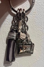 Tod's Keyring Keychain Leather Logo Used Excellent Condition picture