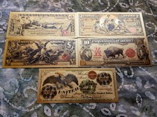 5pc USA Vintage Currency  Treasury Gold Foil  Collectible Novelty Banknote set picture