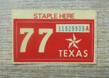 1977 TEXAS PLATE RENEWAL STICKER PASSENGER NEW/UNUSED picture