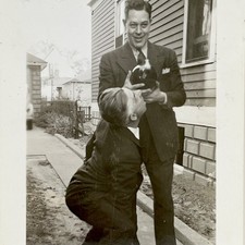 1940s Two Handsome Stylish Men Funny Drinking Gay Interest Vtg Snapshot Photo picture