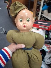 Vtg 30s 40s WWII Googly Eyed Soldier Doll Ralph A. Freundlich Military Collector picture