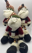 Lot of 3 Vtg Santa Holiday Button Shelf Sitter Doll Button Legs 12