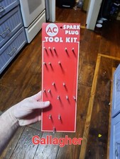 NOS Vintage AC Spark Plug Tool Kit Mechanics Wall Rack Chevrolet Gas Sign picture