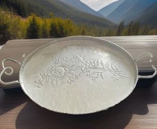 VINTAGE FANCY HAND FORGED HAMMERED ALUMINUM SERVING TRAY (Everlasting Metal) picture