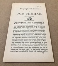 Biography of Job Thomas, 1880s Society of Friends, Tract 11 Pamphlet (Quakers) picture