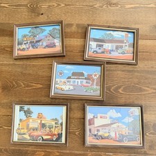 Vintage Classic American Automobiles & Gas Stations Small Framed Wall Decor picture