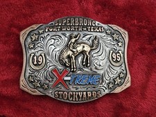 Bronc Riding RODEO☆Fort Worth Texas☆1995☆X~Treme☆CHAMPION TROPHY BUCKLE☆Rare☆T64 picture