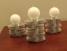 Signed - Rare - 3 Brushed Steel Candle Holders  - Artist Avedis Baghsarian picture
