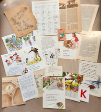 Vintage School Paper Ephemera Lot 20 Pieces Junk Journal Scrapbook Supplies picture