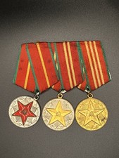 Vintage USSR Soviet 10 15 20 Year Impeccable Service Medal Set Armed Forces picture