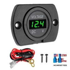 DC 12V 24V Battery Voltage Meter Waterproof LED Digital Display Voltmeter Green picture