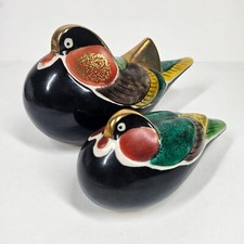 Japan Mandarin Duck Pair Vintage Kutani Porcelain Signed Handpainted picture