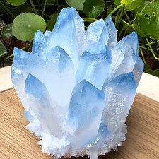 Natural Aquamarine Cluster Quartz Crystal Reiki Healing Stone Home Decor Mineral picture