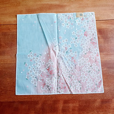 Vintage Japanese Yuzen Floral Cotton Handkerchief Square Scarf Art Fabric picture