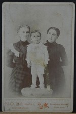 Antique CDV Photo of 2 Girls and Child H.O. Schroeter Floating Studio Art 1890 picture