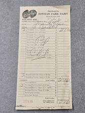 1943 Bowman Farm Dairy Real Fruit Ades Madison Wisconsin Receipt Billhead picture