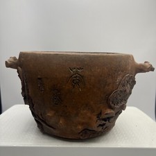 Japanese Bonsai Pot Round Pottery Planter Terra Cotta Clay Antique Tianjin picture